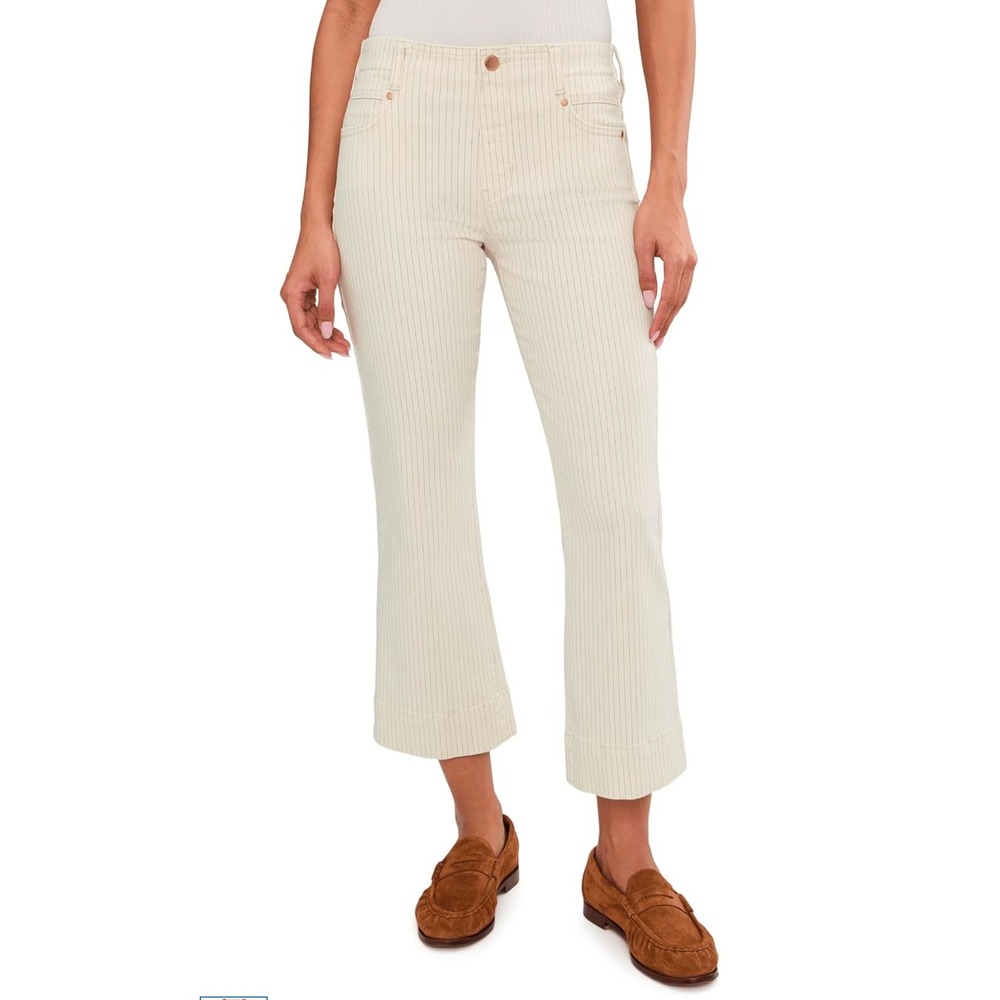Liverpool Los Angeles Gia Glider Striped Crop Flare Pants Raw Hem Women's 8P